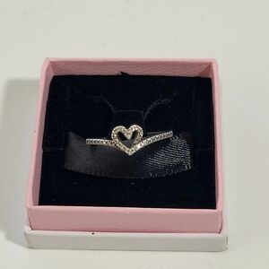 Pandora Silver Heart Ring with Sparkling Accents